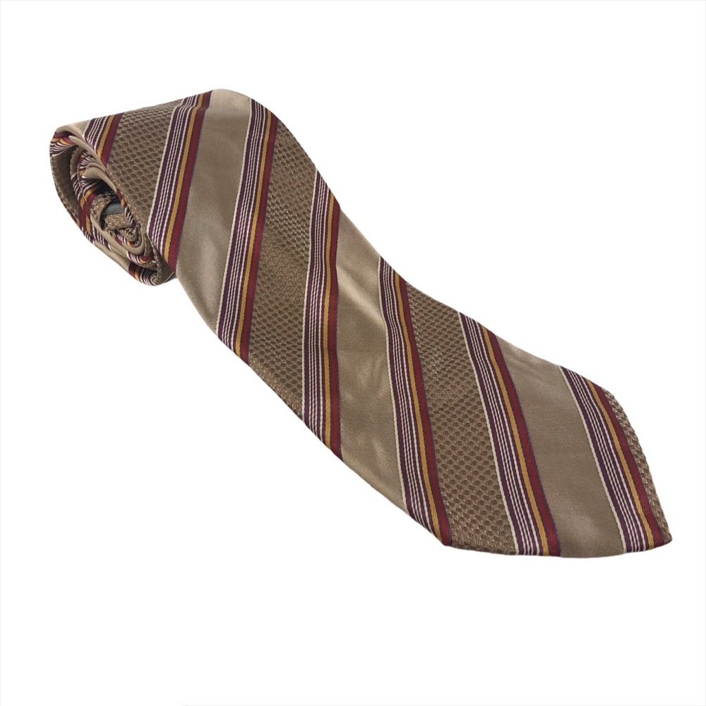 Bugatchi Uomo Gold Diagonal Striped Silk Necktie